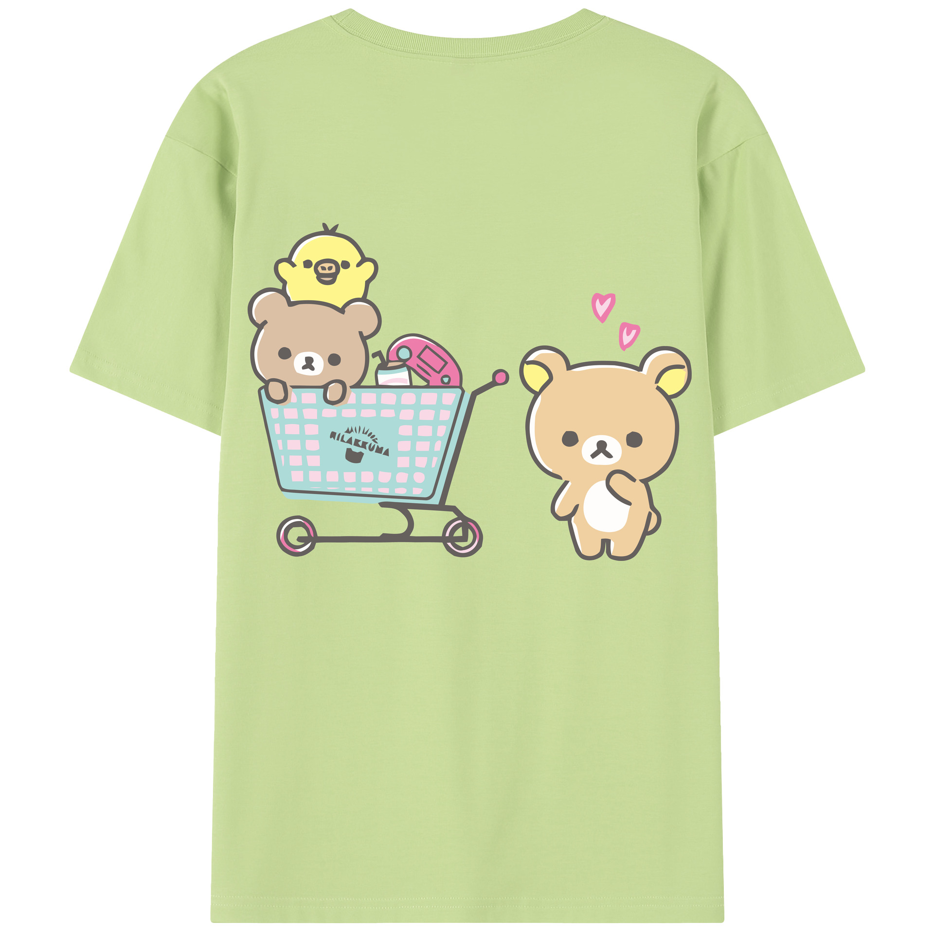 （画像用） リラックマ リラックマ キイロイトリ Rilakkuma Korilakkuma Kiiroitori 綿100％半袖Tシャツ（背面プリント）